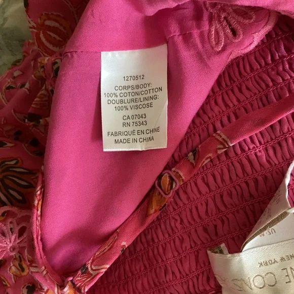 Caroline Constas 2pc Set Crop Spaghetti Top Maxi Skirt Pink Cotton Eyelet Ruffle - Picture 11 of 16